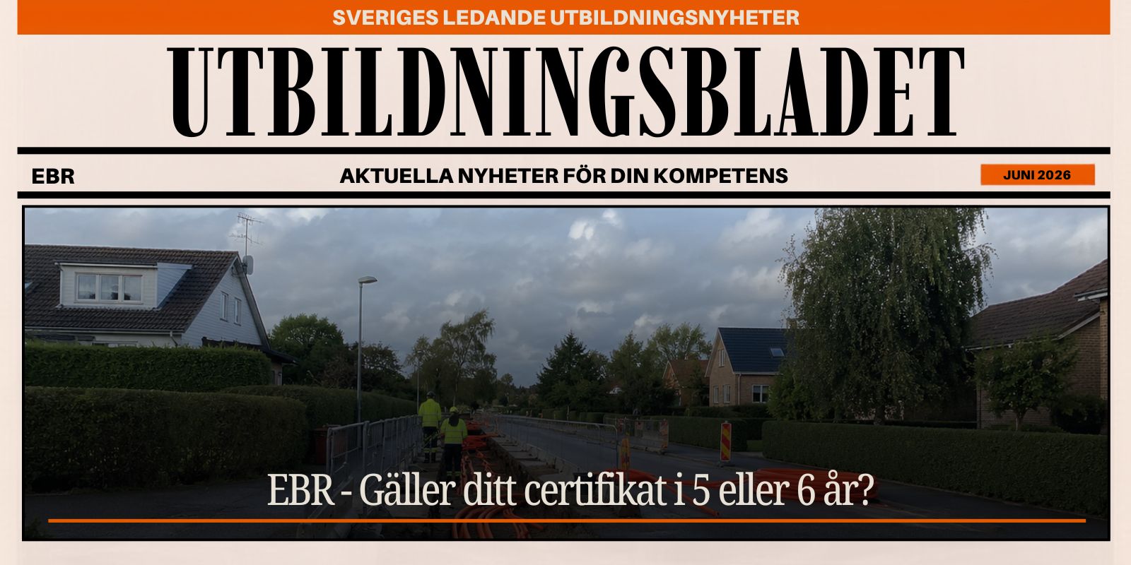 Kabelförläggning i schakt med orange elkablar, EBR-arbete