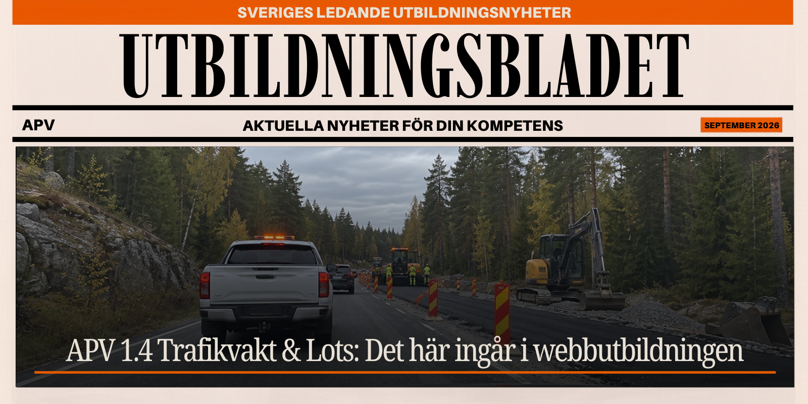 Trafikvakt i varselkläder dirigerar trafik vid ett vägarbete, APV 1.4 Vakt och Lots