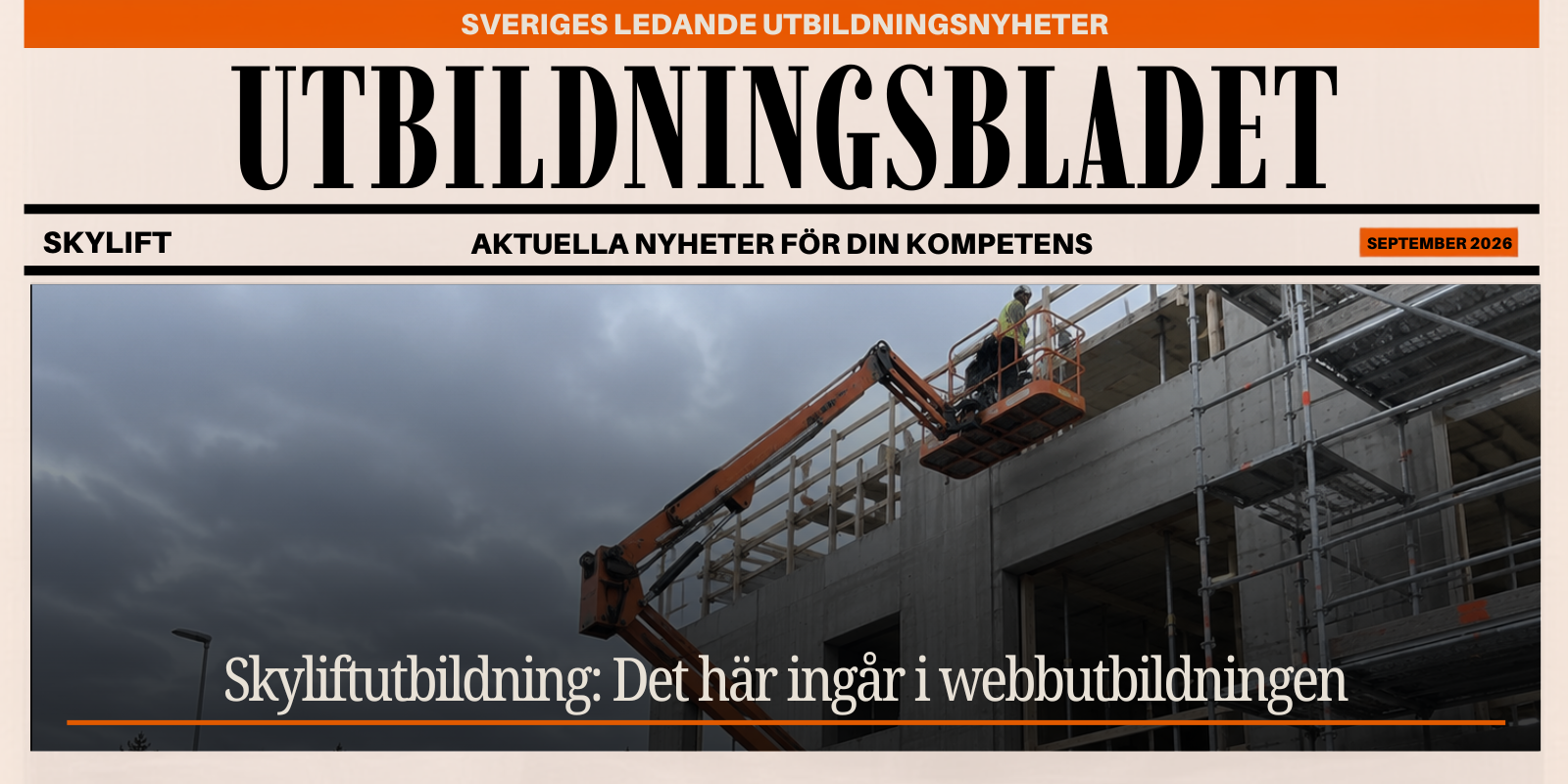Mobil arbetsplattform, skylift, på en svensk arbetsplats