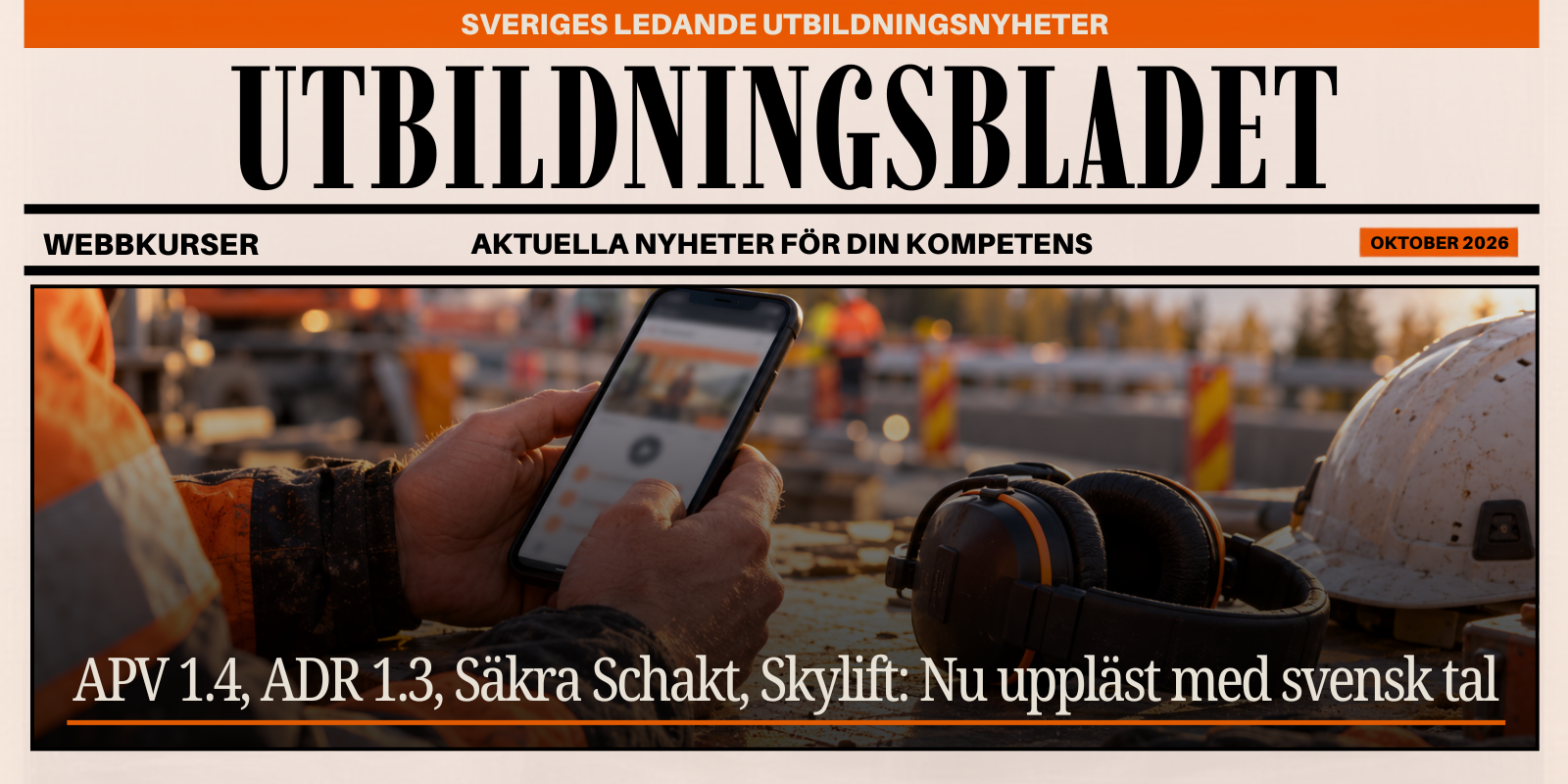 Webbutbildning med ljud: yrkesarbetare lyssnar på en kurs i hörlurar